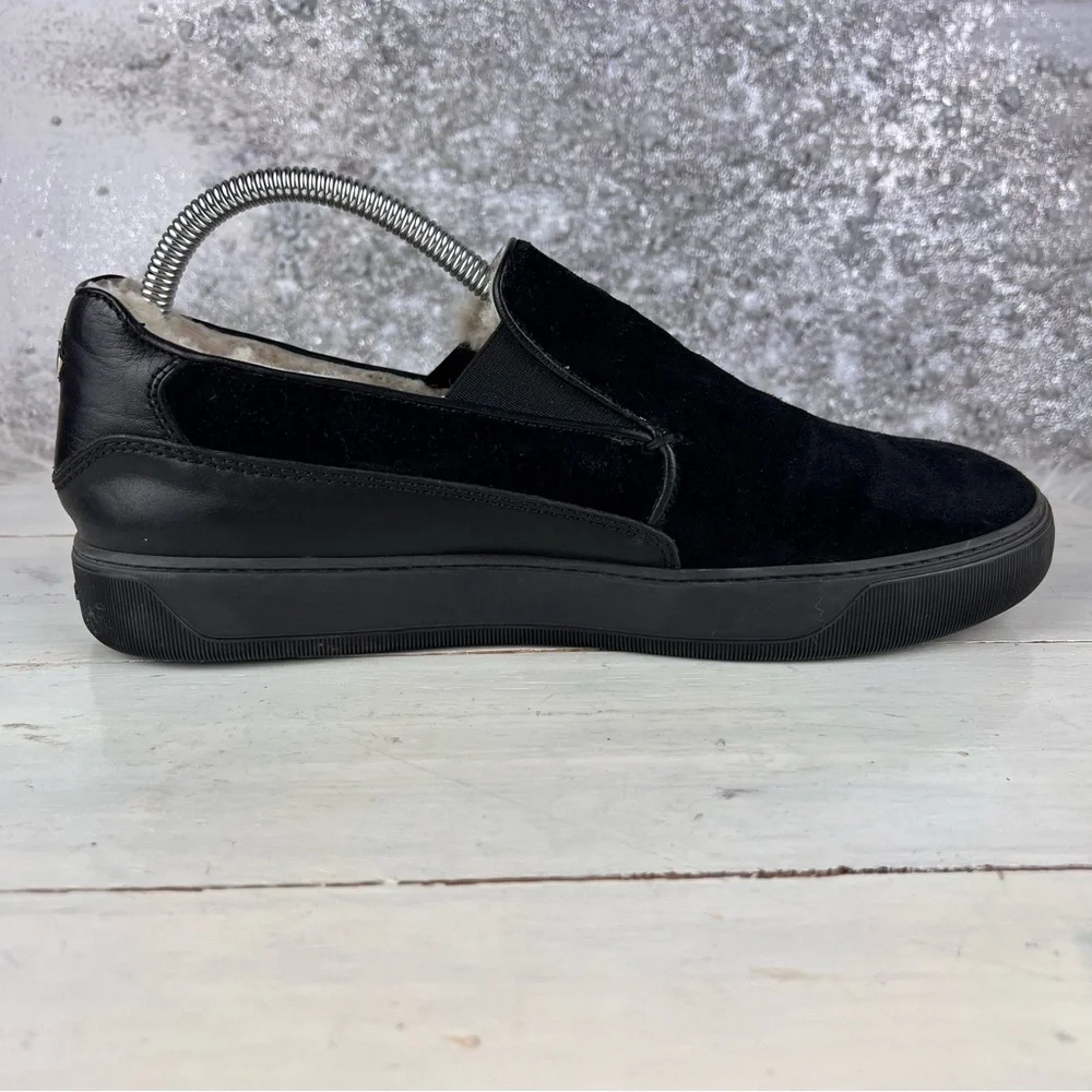 505bii Moncler black suede fur lined slip on men's size 8 - Picture 2 of 11